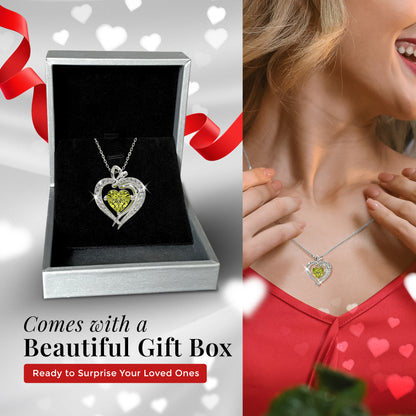 925 Silver Heart Birthstone Necklace (August - Peridot)
