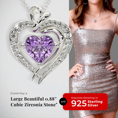 925 Silver Heart Birthstone Necklace (June - Alexandrite)