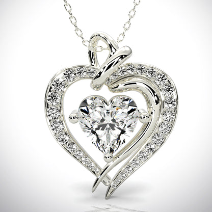 925 Silver Heart Birthstone Necklace (April - Diamond)