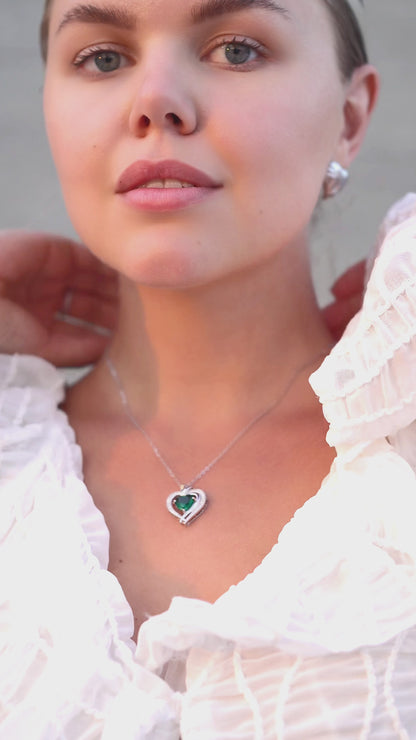 925 Silver Heart Birthstone Necklace (June - Alexandrite)